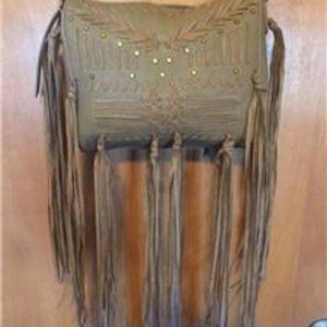 BIG BUDDHA LOLITA FRINGE CROSSBODY HANDBAG IN TAN